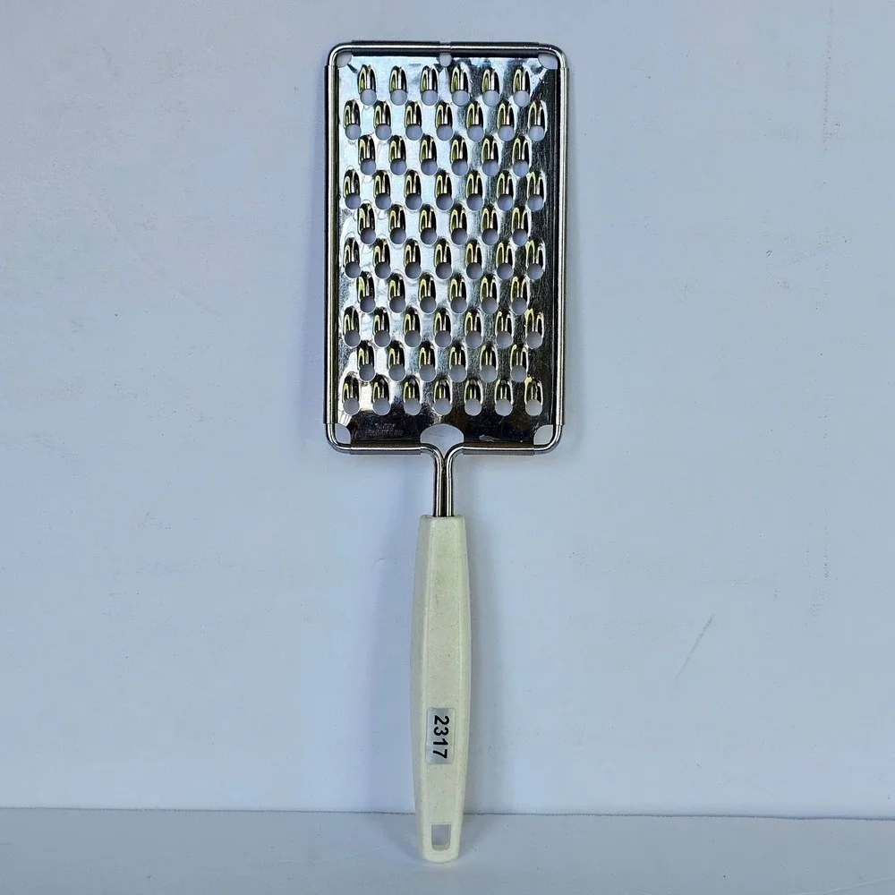 Vintage Ekco Stainless Steel Hand Grater Fruit Decal Handle Retro Kitchen Tool
